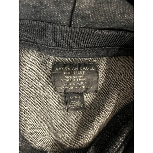 American Eagle Outfitters Men's Distressed Gray Hoodie Sweatshirt L/G/G - Picture 3 of 6